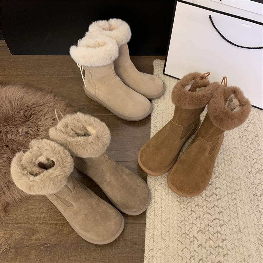 Faste thick bottom snow boots women in winter plus velvet warm cotton shoes fashion versatile flat bottom small short boots female boots